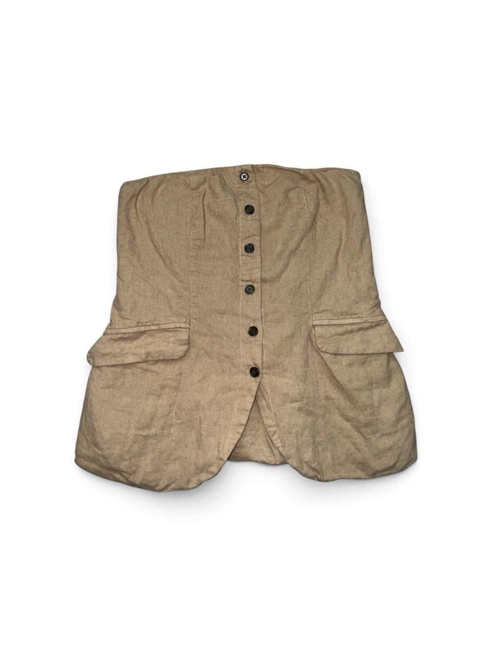 Universal Thread Women’s Strapless Button-Down Top Tan Beige Size M | NWOT